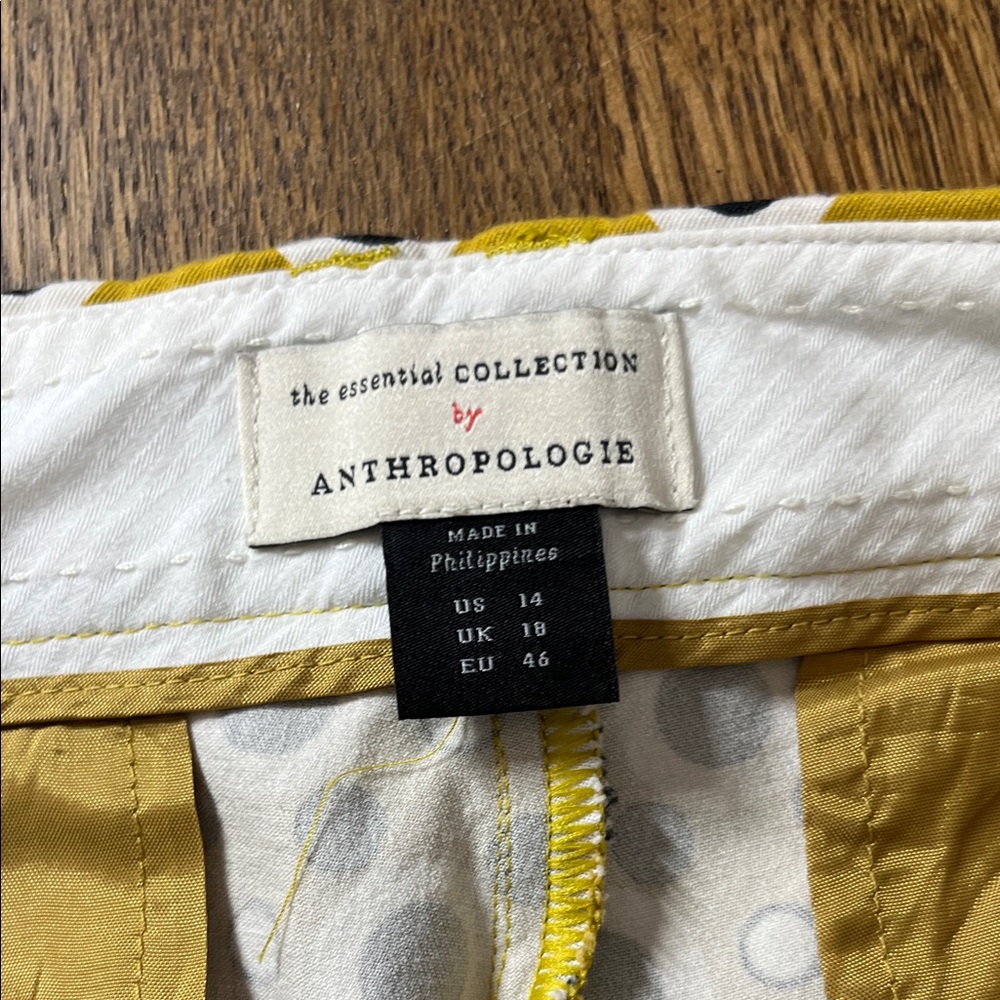 Anthropologie Mustard and White Skirt